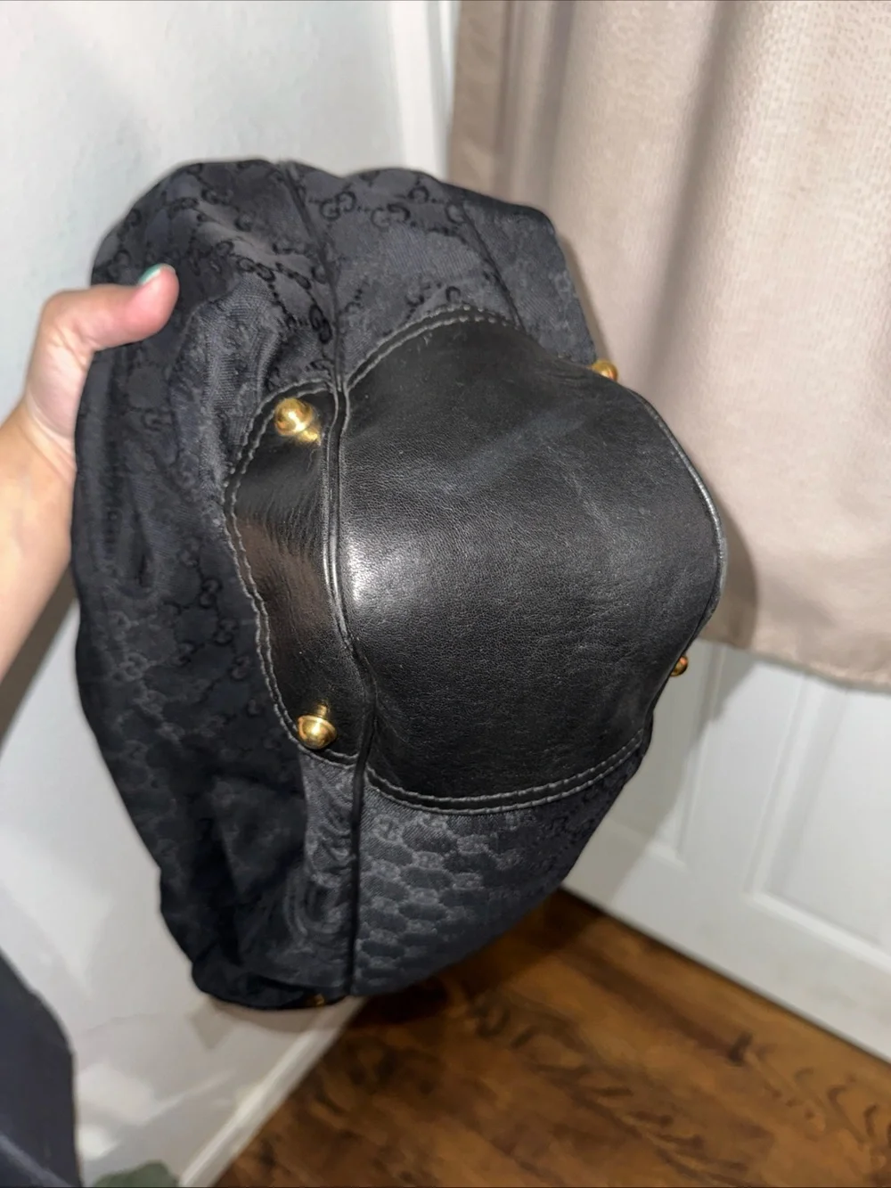 Y2K black Gucci Canvas monogram large shoulder bag
